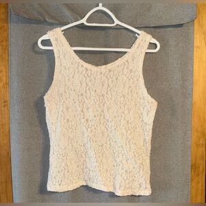 Vintage Cinema Etoile size large ivory sheer lace tank top
